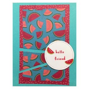 Handmade Watermelon Hello Friend Greeting Card